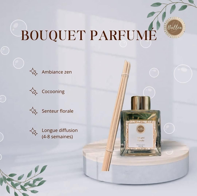 Bouquet Parfumé Naturel - Volupté Florale et Élixir Lotus - Transforme votre Intérieur - 100mL