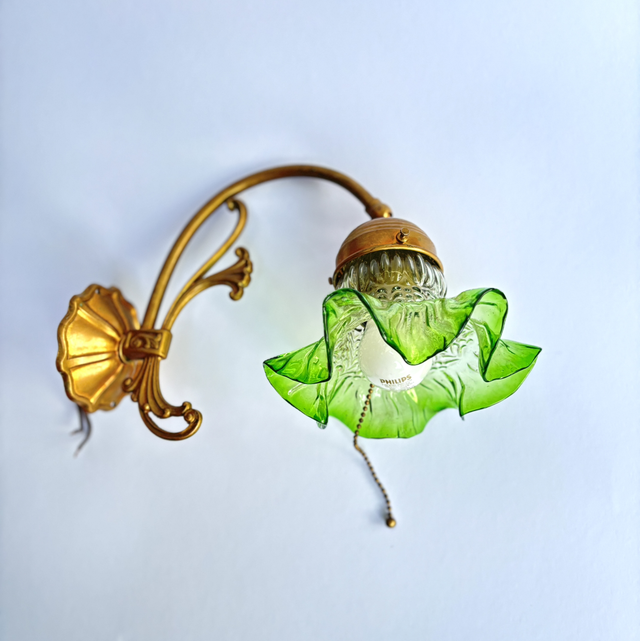 Wandleuchte Jugendstilglas mit Zipper