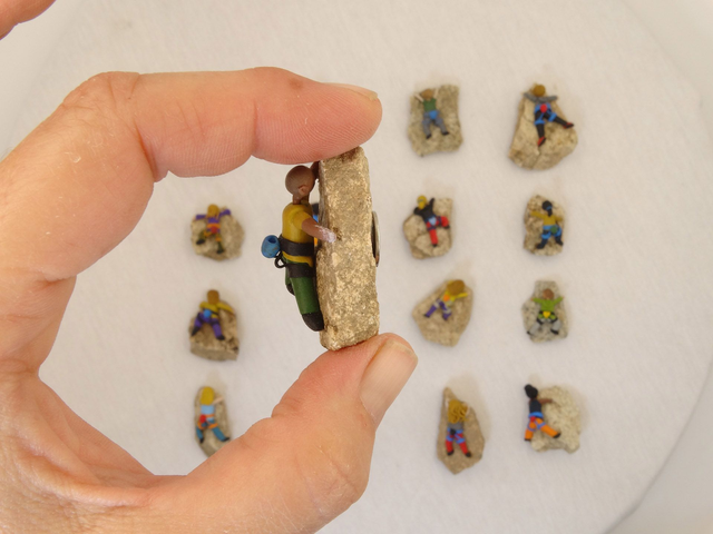Miniature Climber Magnet on Natural Stone