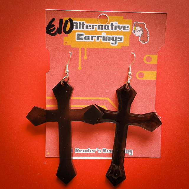 Black Cross - Alternative - Earrings  [EAR-ALT-BCRO]