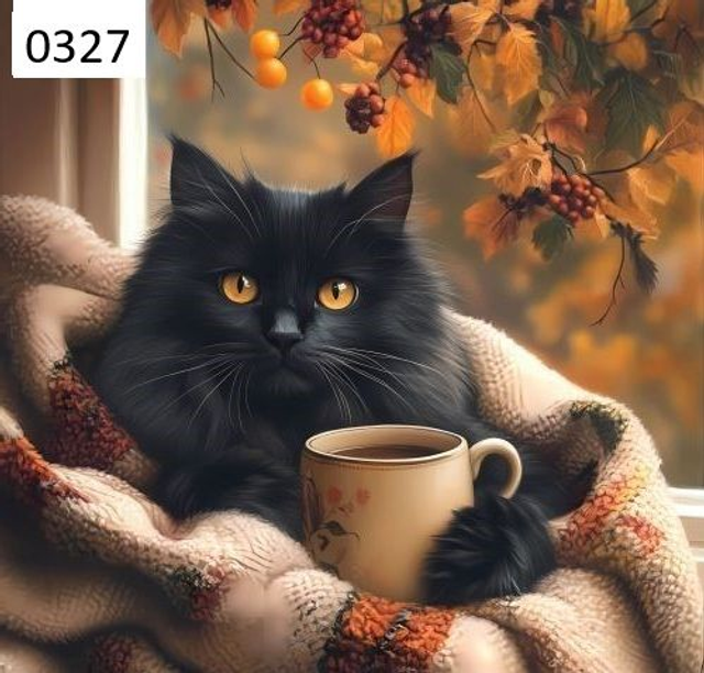 Panneau Chat noir en Polyester imperméable - 40x40cm 