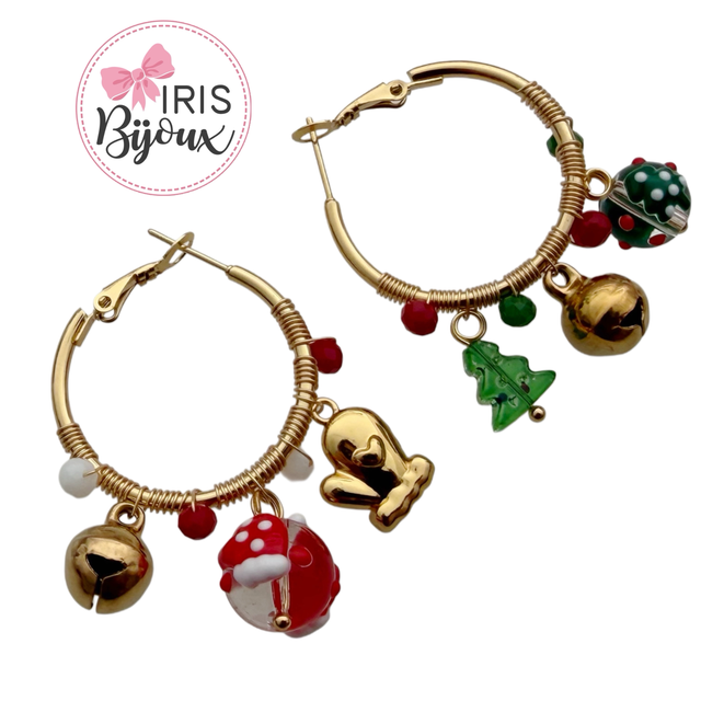 Orecchini cerchi natalizi 