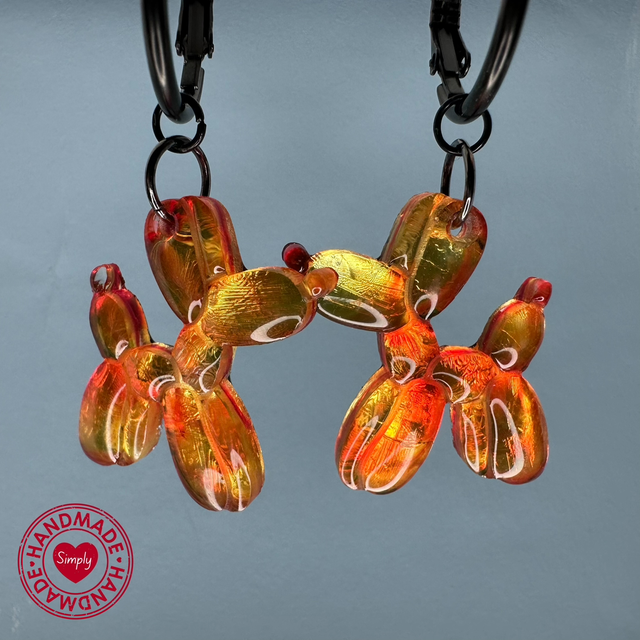 Earring Huggies - Orange Balloon Dogs