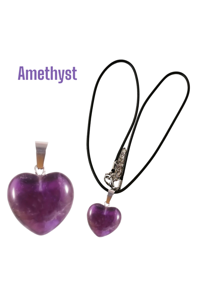 Naturstein/Halskette Herz Amethyst