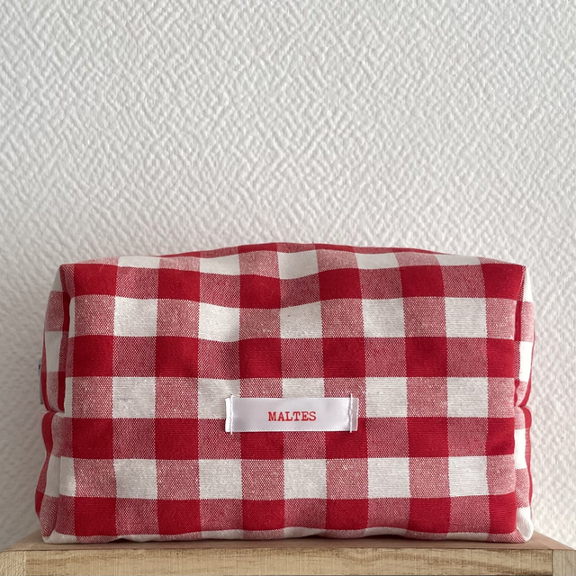 Trousse cube vichy rouge