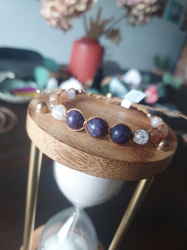 Lepidolite - Pierre de lune Orange - Cristal de Roche 