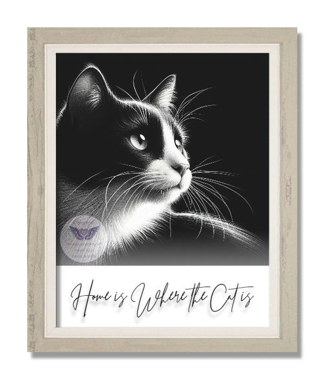 Artistic print of cat with text (C35)