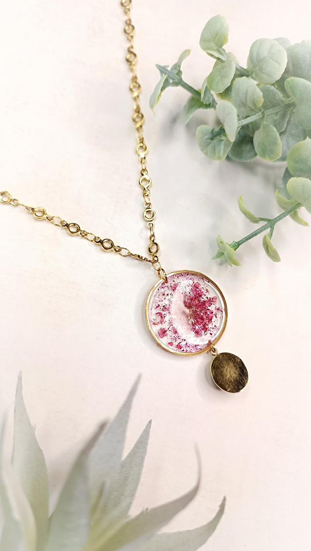 Collier sautoir ORINKO - Rose Dahlia - Rhodonite