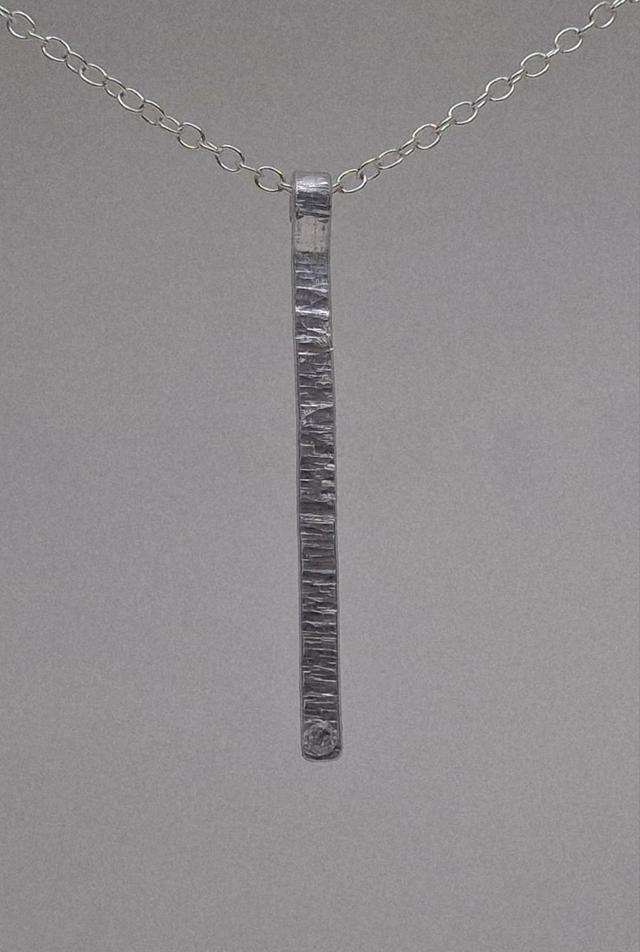 Hammered Pendant with Cubic Zirconia 