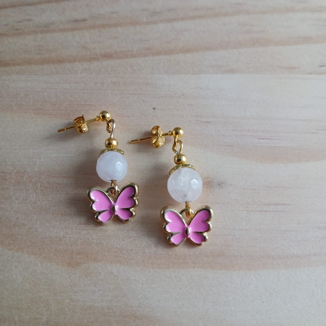 Meisjes oorbellen met Rozenkwarts “Rozenvlinder Droom” (3.046)