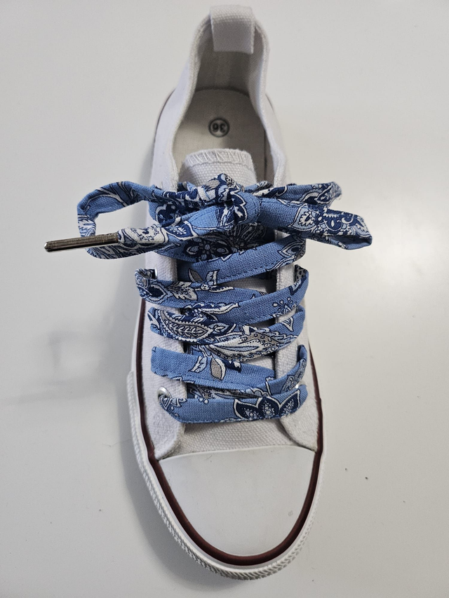Lacets en tissu fait main - bandana bleu