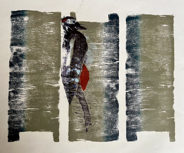 Woodpecker with three trees