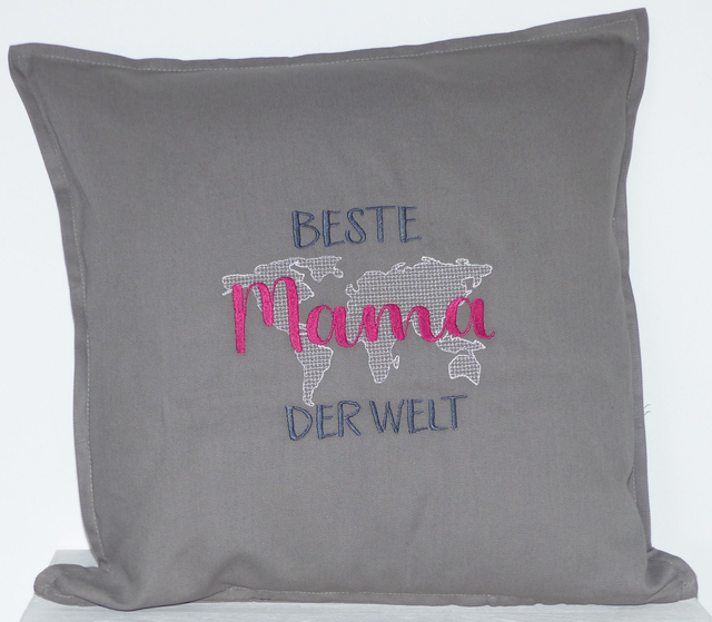 Kissenhülle grau „Beste Mama“