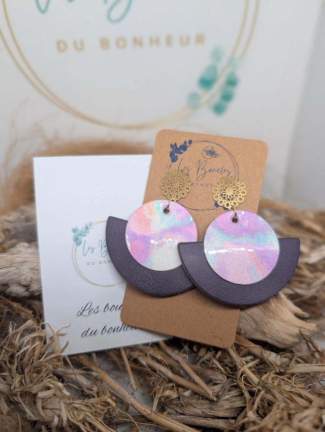 Boucles d'oreilles Dona pastel prune do021