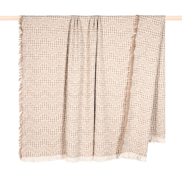 WAFFLE sand Wolldecke 130x170 cm 