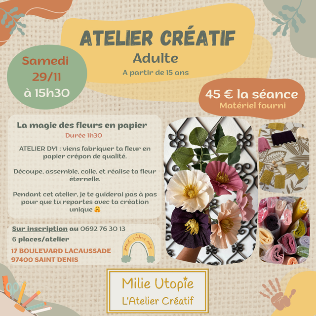 Fleur ou feuillage en papier crépon