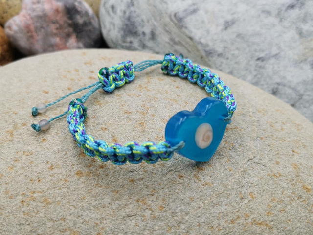 BCO-010 Bracelet gros cœur bleu clair 