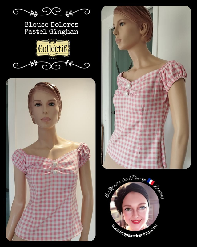 Blouse Collectif Vichy Rose T42/44 ( Blouse Collectif Pastel Ginghan size 14/16 )
