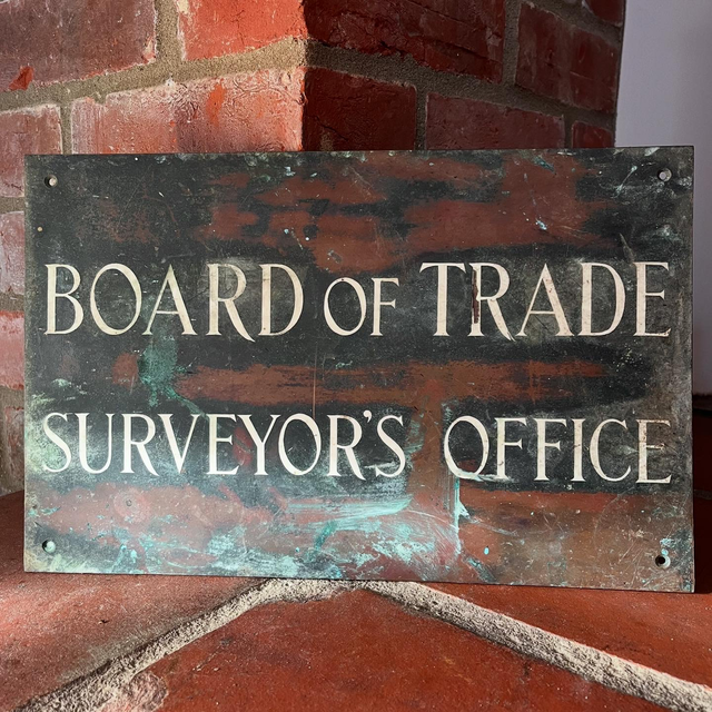 20th Century “BOARD OF TRADE SURVEYOR’S OFFICE” Industrial Sign 