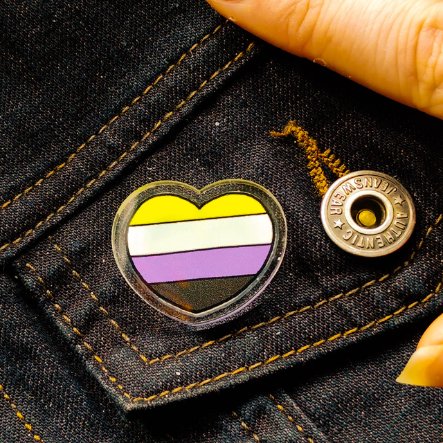 Non Binary  - Heart - Pin - [PIN-NB-H]