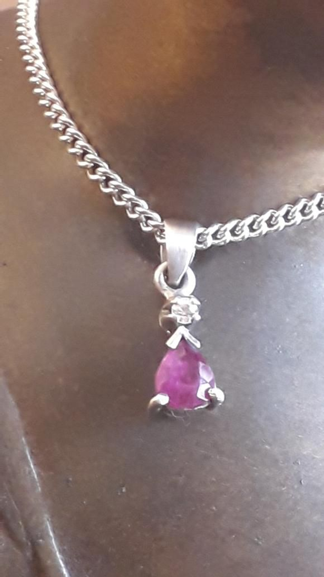 Pendentif rubis, argent 925