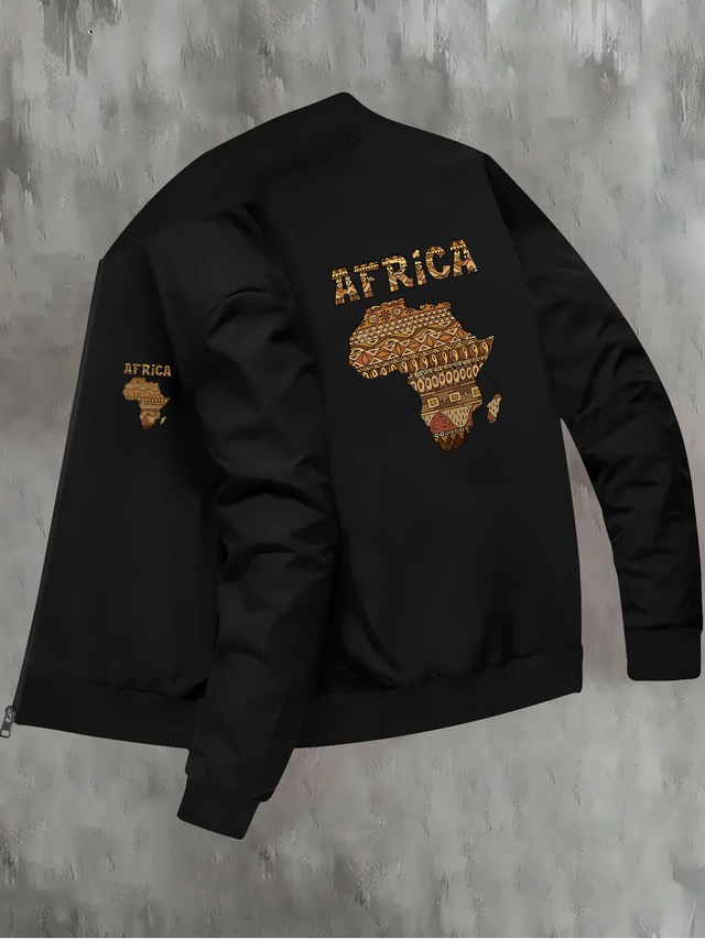 Men's Stylish African Print Zip-Up Jacket