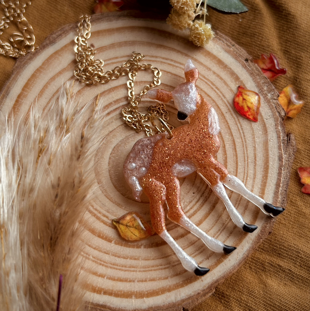 Deer Pendant Necklace - Gold