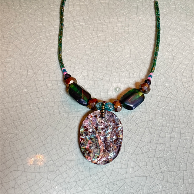 Abalone Muschel Glasperlen Collier