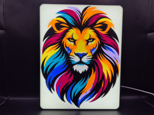 Light Up Sign Of A Colourful Lion