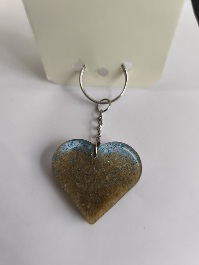 Porte-clé coeur plage 