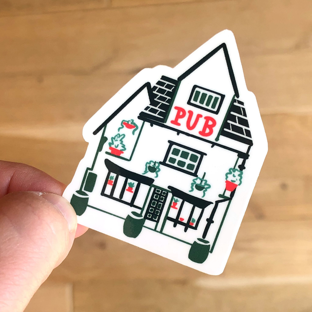 The Three Tuns, British Pub Decal for Laptop, Journal, Bottle, or Planner