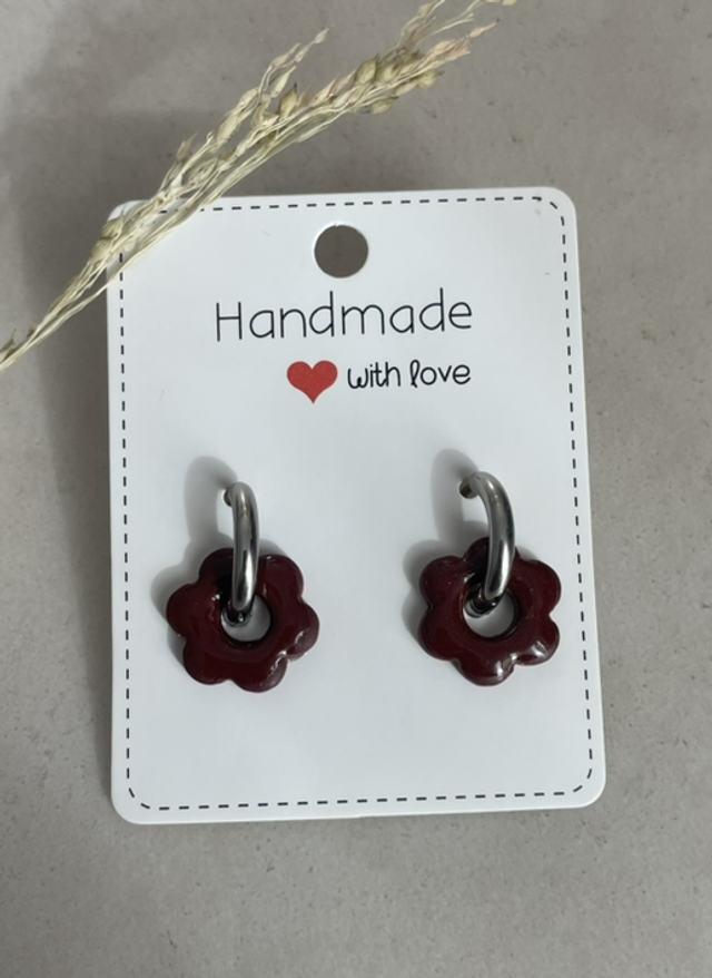 Pampilles fleur bordeaux