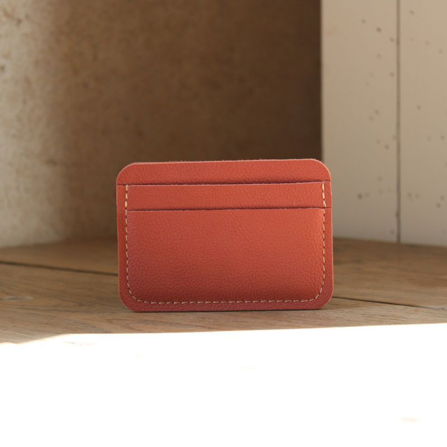 Porte-cartes en cuir de vachette – format horizontal – fait main  