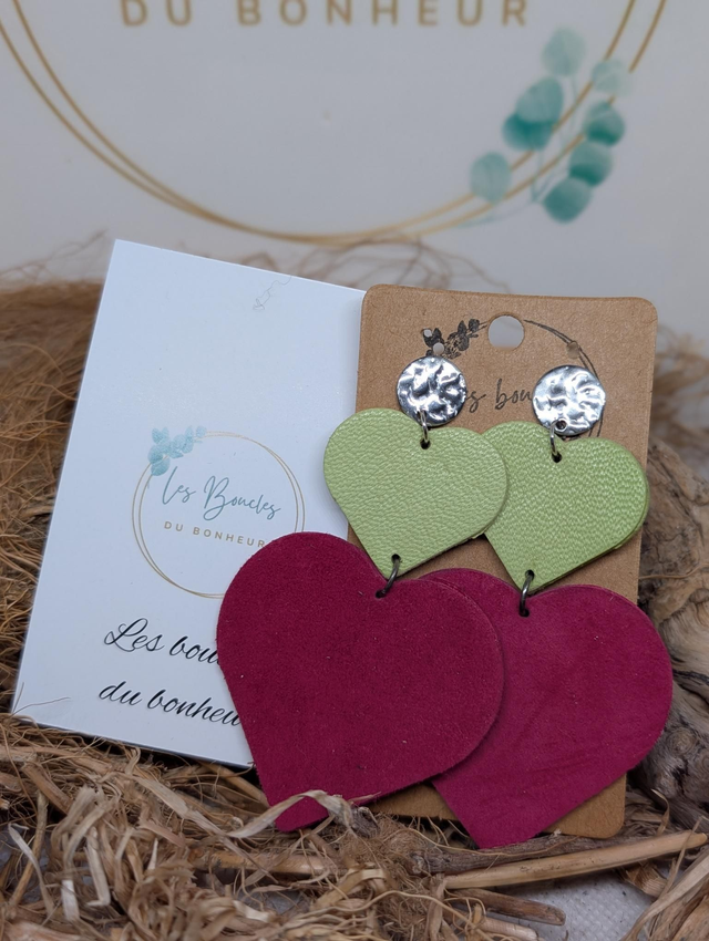 Boucles d&#039;oreilles Marie Laure ml147 rose vert pomme
