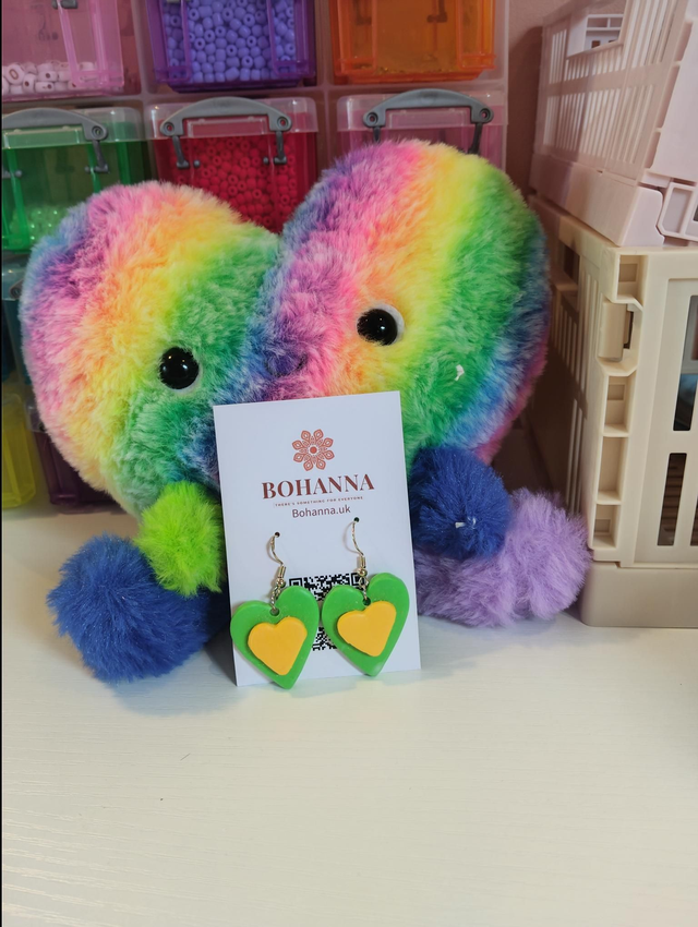 Handmade polymer clay earrings - Yellow and green 