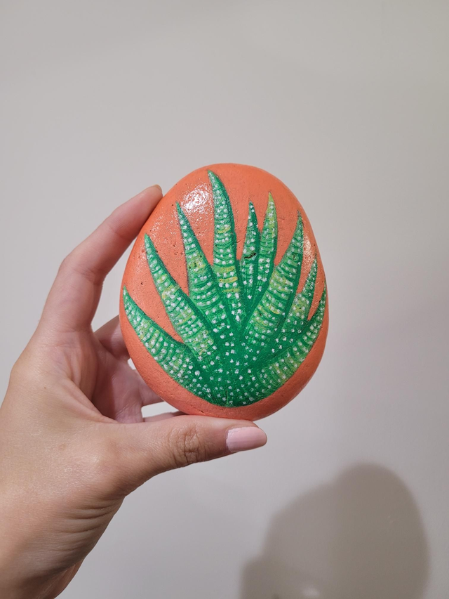 Spikey Cacti Pebble (Orange Background) - NW-318