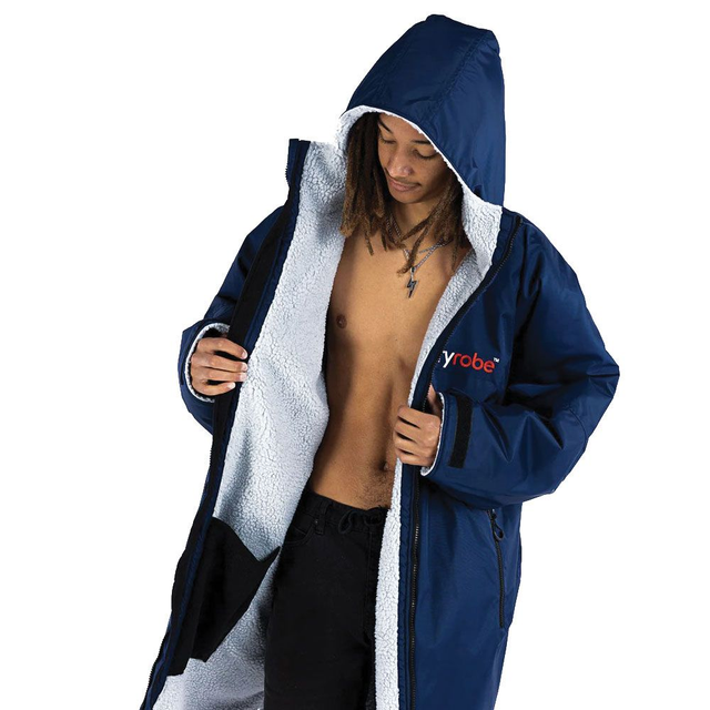 Dryrobe Navy Blue Grey - Long Sleeve Changing Robe