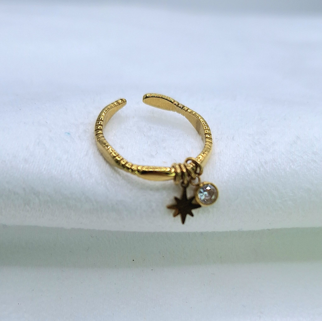 Alice-bague fine pampilles étoile et strass