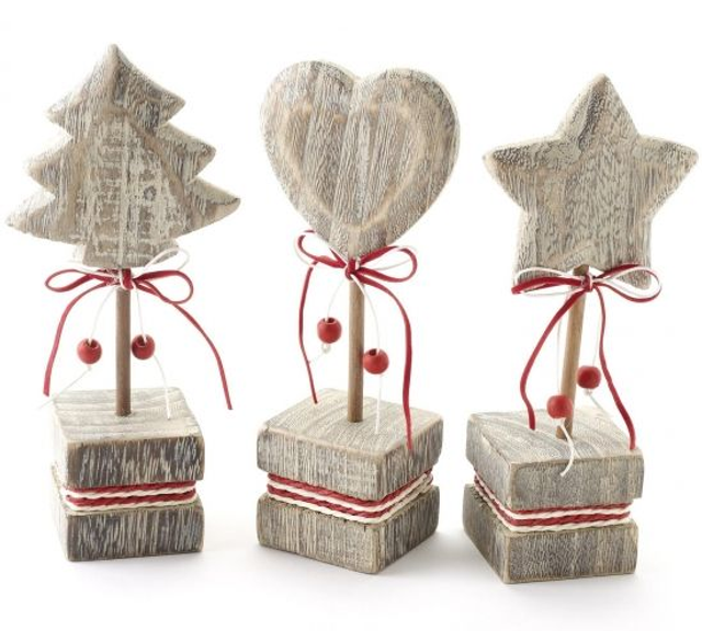 Set of 3 - Heart Tree and Star Christmas Ornaments