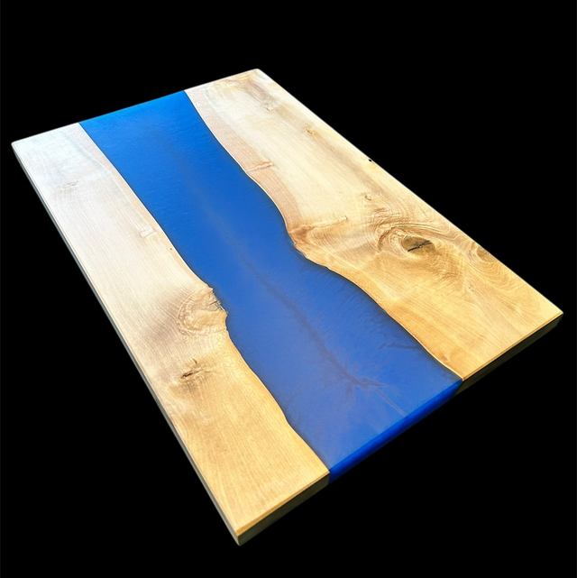 Holly Wood & Blue Resin River Board – Handmade Contemporary Wooden Board