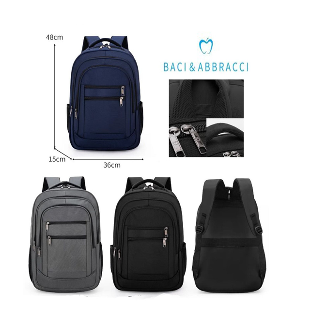 Baci & Abbracci Zaino Da Viaggio sport multi tasca Nero Grigio 
