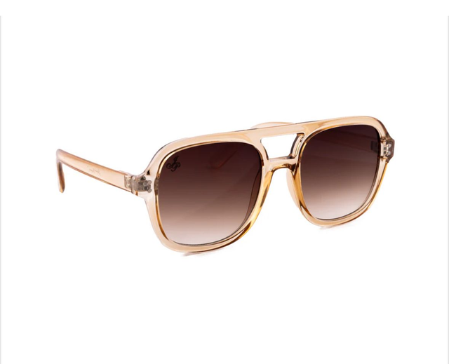 Beige Aviator Sunglasses with Brown Graduated Lens