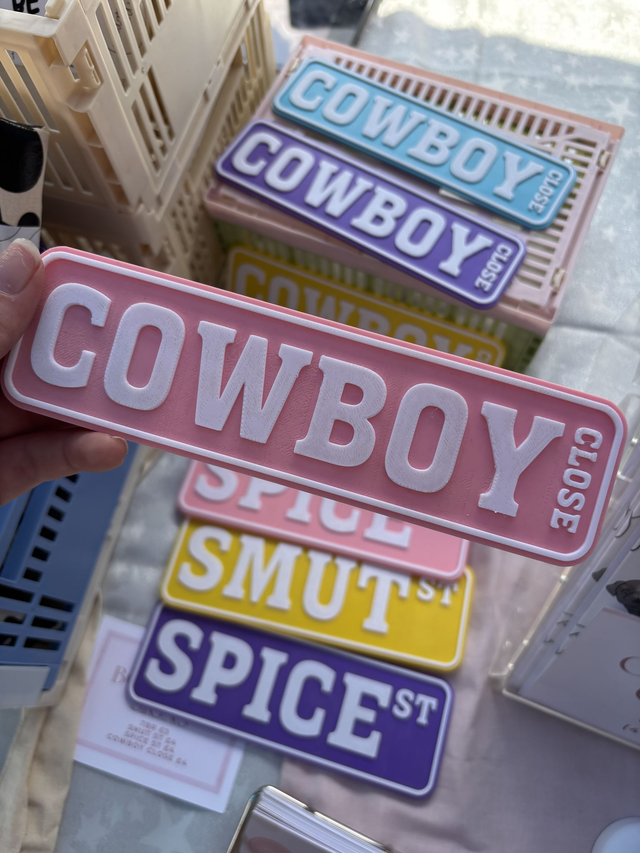 Bookcase Signs | COWBOY CLOSE