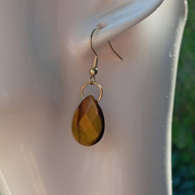 Tigers Eye Gold Earrings