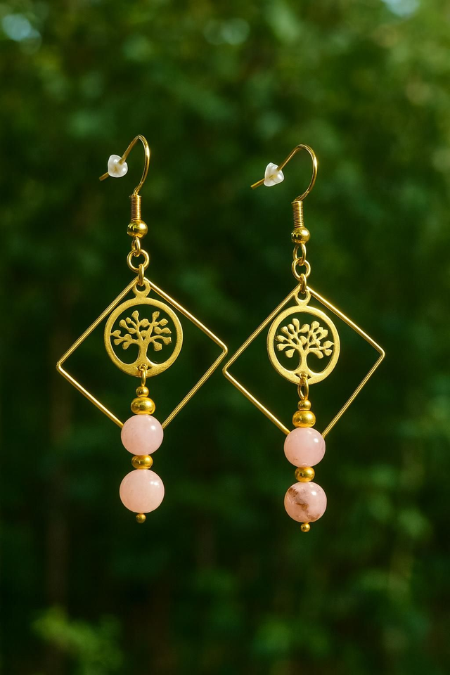 Boucles d'oreilles Opale rose - Douceur &amp; Guérison Émotionnelle