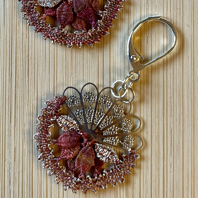 Boucles d'oreilles rondes brun/rose nuancé