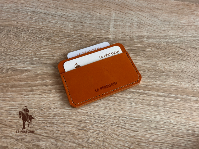 Porte-carte en cuir - Coloris « Cognac » - Fabriqué à la main en France