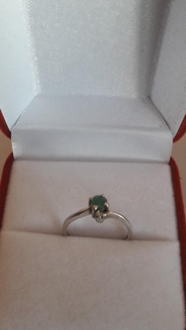 Bague émeraude, zirconium, argent 925.