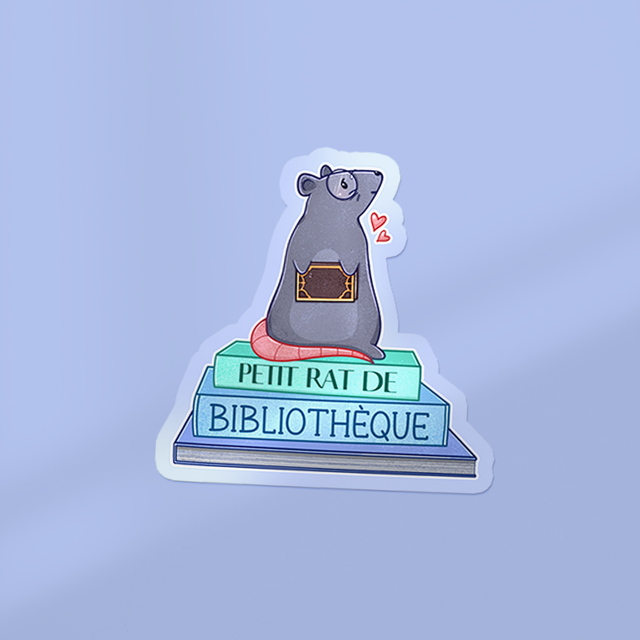 🆕 Sticker glossy RAT DE BIBLIOTHÈQUE
