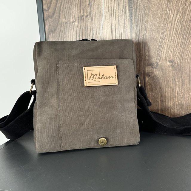 Sacoche homme en toile marron